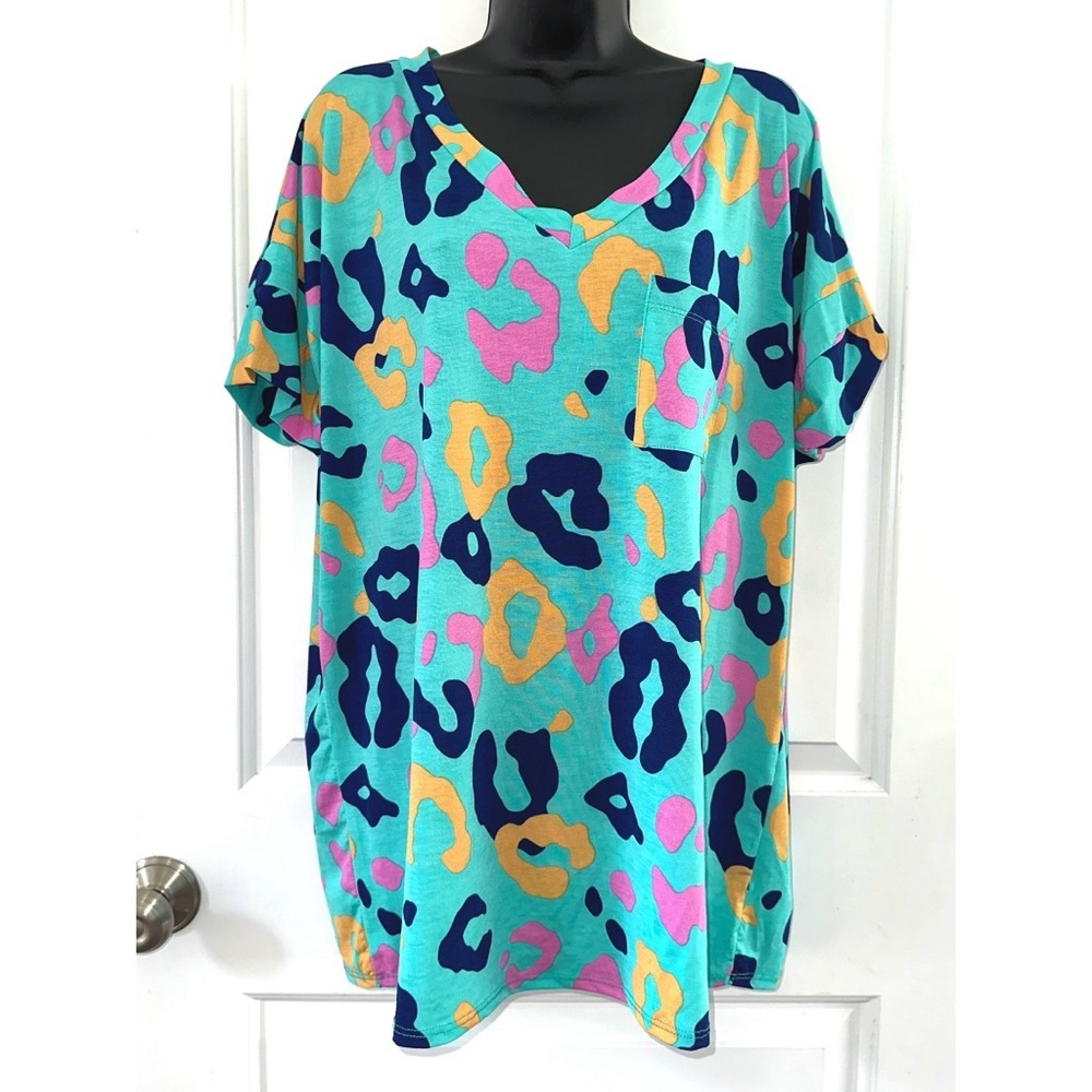 Sew in Love Blue & Purple Leopard Print short sleeve tee